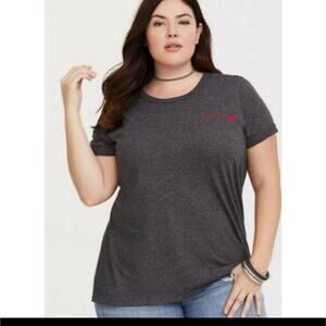 Torrid Grey Slim Fit LOVE Embroidered Tee Size 00/10